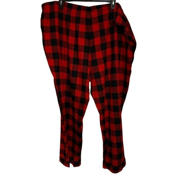 womens plus 4x flannel pajamas pants red black buffalo check - Picture 4 of 4